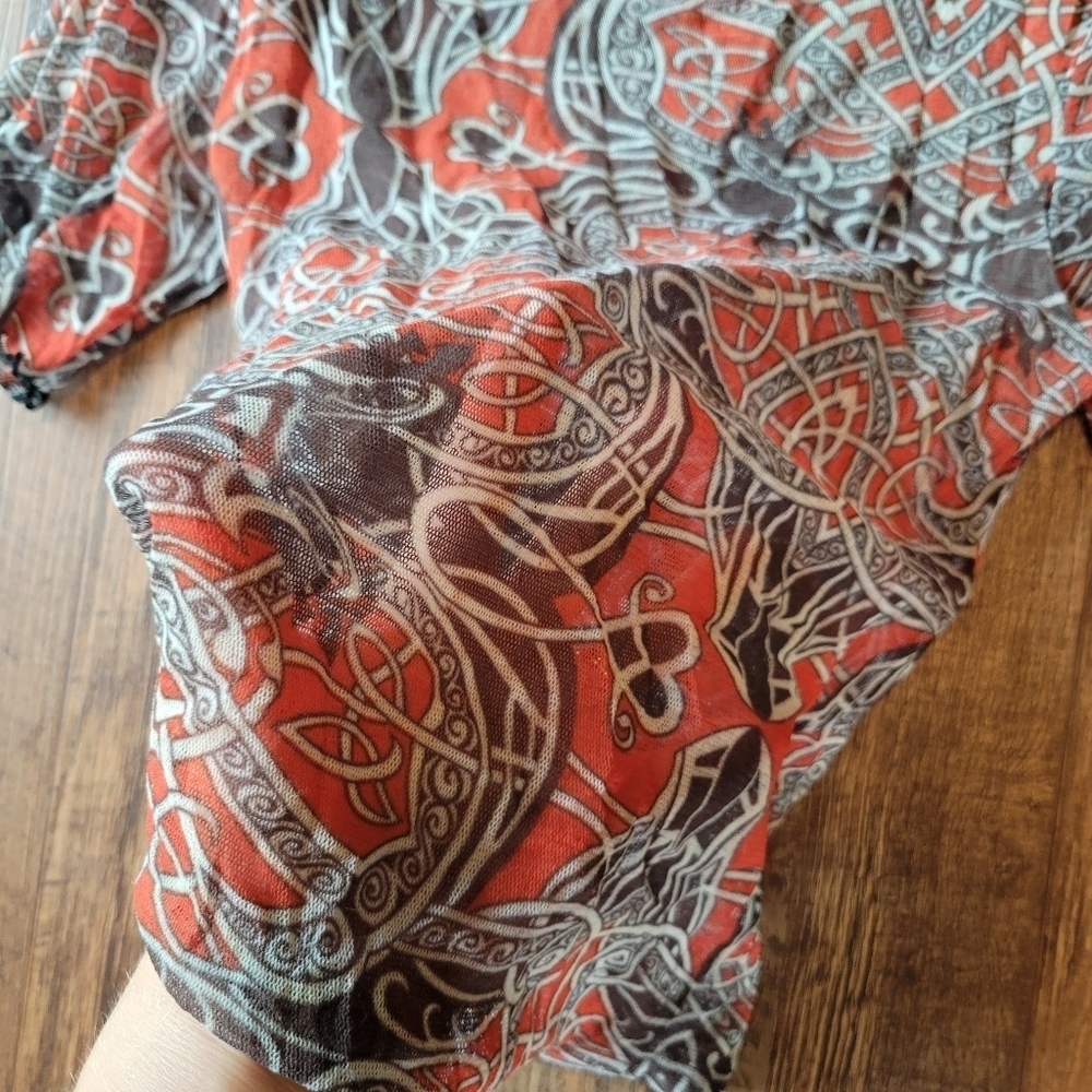 Red Black Fully Mesh Top - Picture 2 of 4